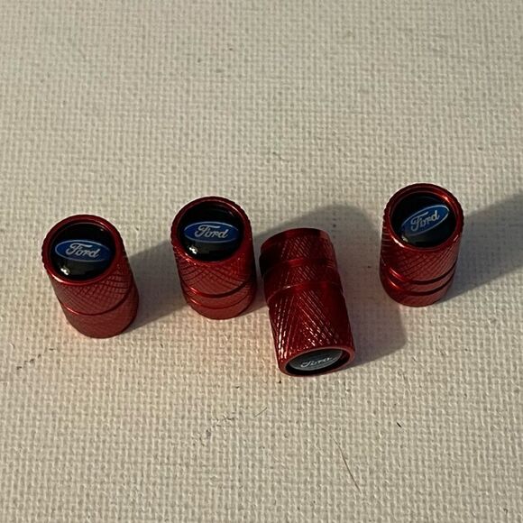Ford logo valve Stem caps in Red set of 4 NWT - Picture 2 of 4